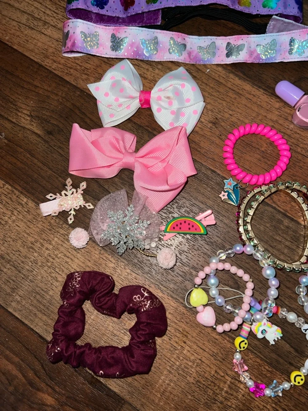 Kids Purple and Pink Butterfly Hairbands & Jewelry Set